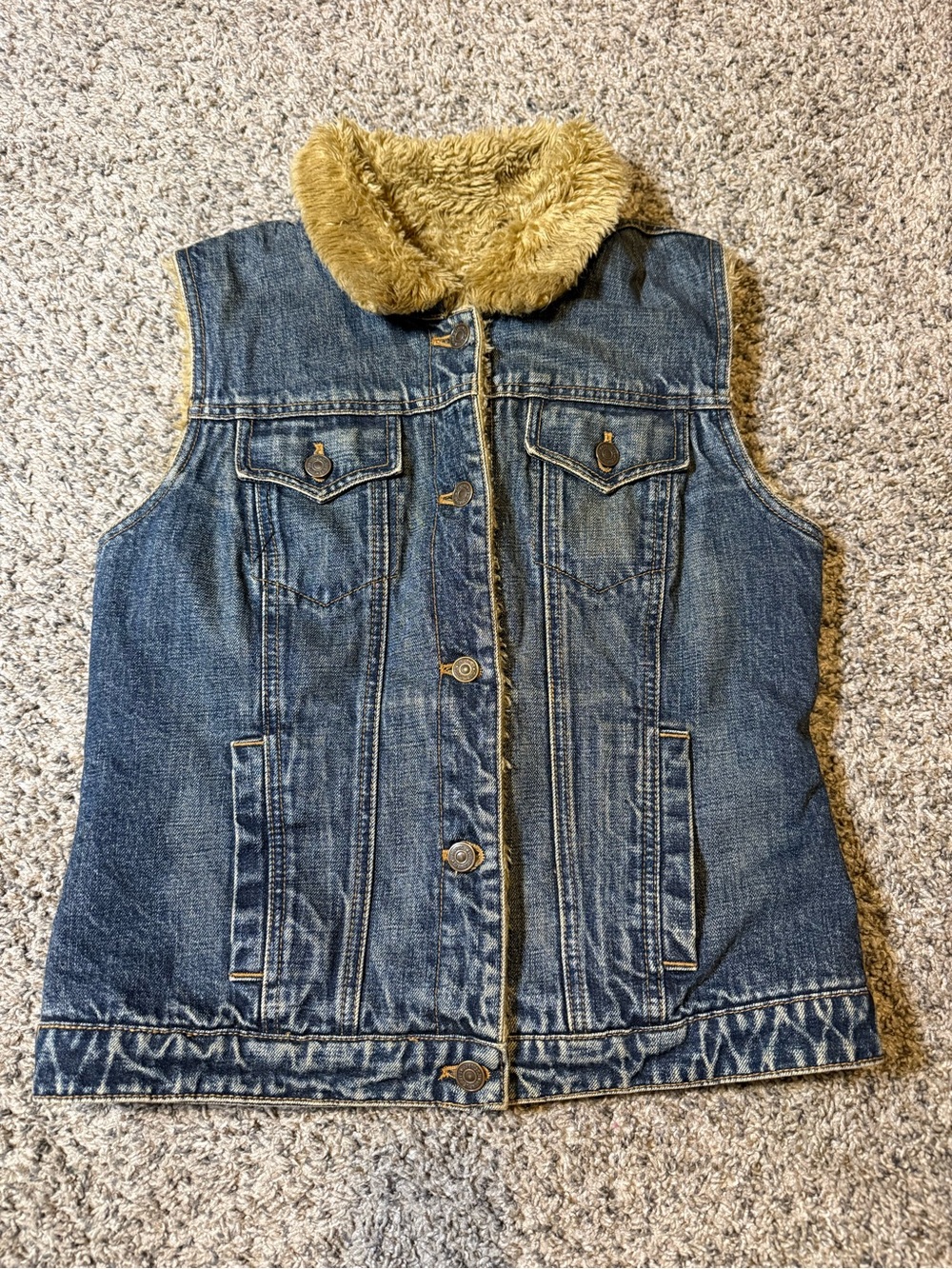 Vintage Y2K GAP Faux Shearling Jacket - Camel Tan Size Medium